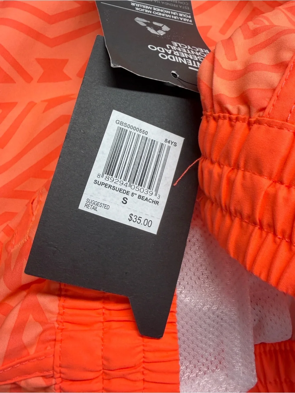 Hurley Supersuede Beachrider Board Shorts Neon Orange Geometric NWT Size Small